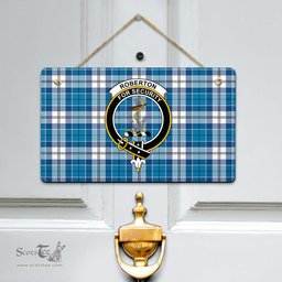 Scottish Roberton Clan Tartan Door Sign - Crest Classic Scottish Plaid Tartan Plaid