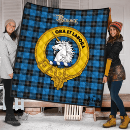 Scottish Ramsay Blue Ancient Clan Tartan Quilt - Crest Gold Style Scottish Plaid Tartan Plaid