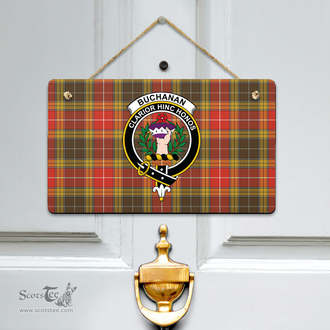 Scottish Buchanan Old Set Weathered Clan Tartan Door Sign - Crest Classic Scottish Plaid Tartan Plaid
