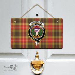 Scottish Buchanan Old Set Weathered Clan Tartan Door Sign - Crest Classic Scottish Plaid Tartan Plaid