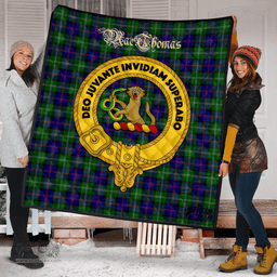 Scottish MacThomas Modern Clan Tartan Quilt - Crest Gold Style Scottish Plaid Tartan Plaid