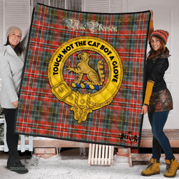 Scottish MacPherson Weathered Clan Tartan Quilt - Crest Gold Style Scottish Plaid Tartan Plaid
