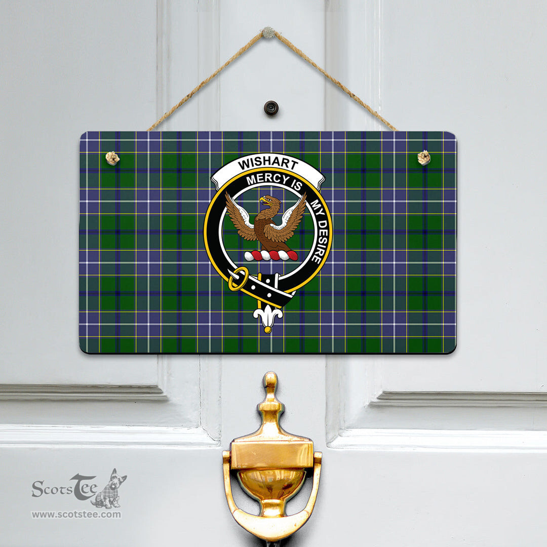 Scottish Wishart Hunting Modern Clan Tartan Door Sign - Crest Classic Scottish Plaid Tartan Plaid