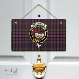 Scottish MacDonald Modern Clan Tartan Door Sign - Crest Classic Scottish Plaid Tartan Plaid