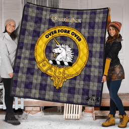 Scottish Cunningham Dress Blue Dancers Clan Tartan Quilt - Crest Gold Style Scottish Plaid Tartan Plaid
