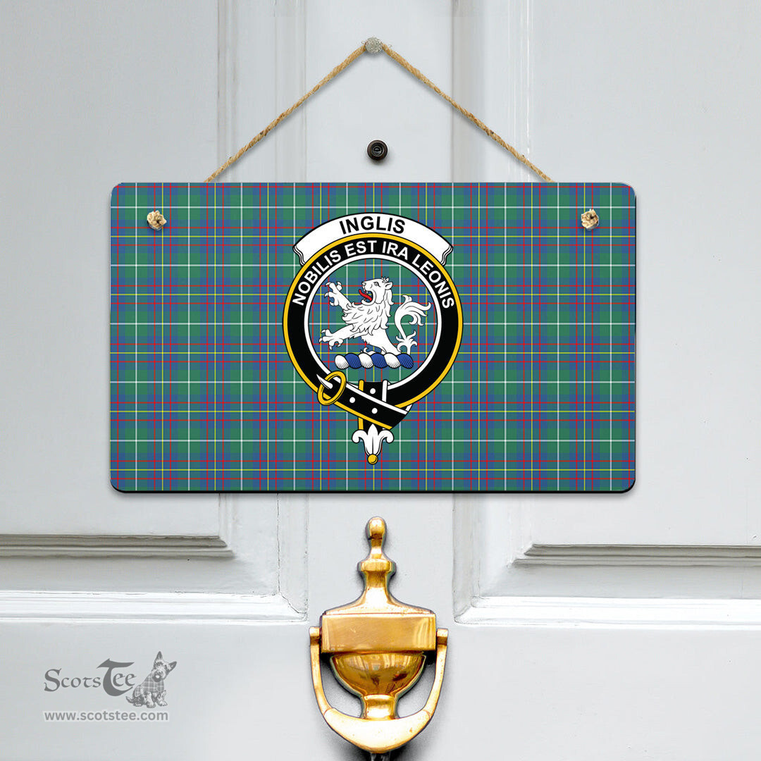 Scottish Inglis Ancient Clan Tartan Door Sign - Crest Classic Scottish Plaid Tartan Plaid