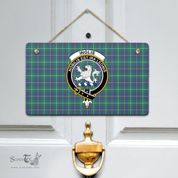 Scottish Inglis Ancient Clan Tartan Door Sign - Crest Classic Scottish Plaid Tartan Plaid