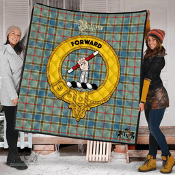 Scottish Balfour Blue Clan Tartan Quilt - Crest Gold Style Scottish Plaid Tartan Plaid