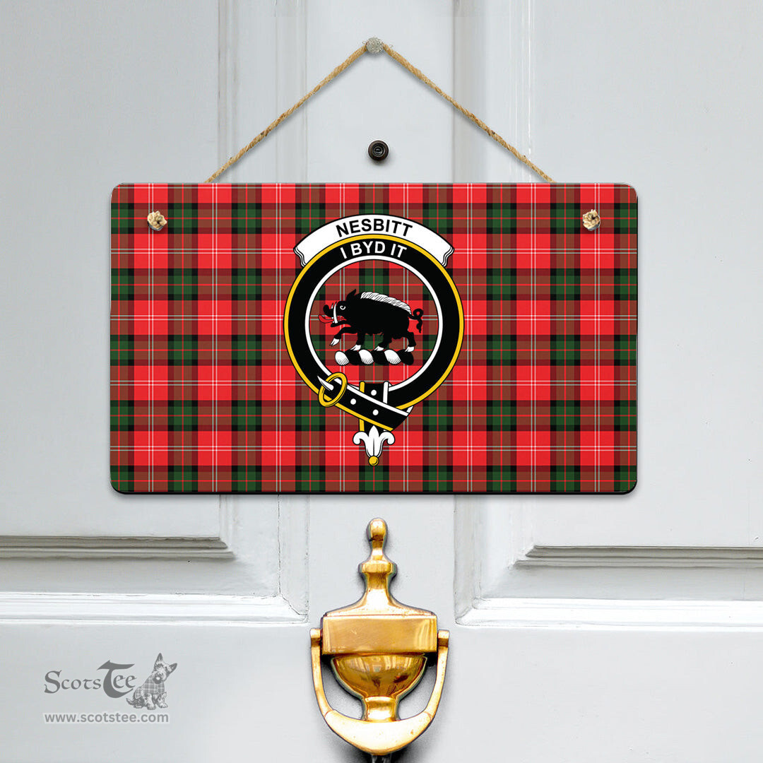 Scottish Nesbitt Modern Clan Tartan Door Sign - Crest Classic Scottish Plaid Tartan Plaid