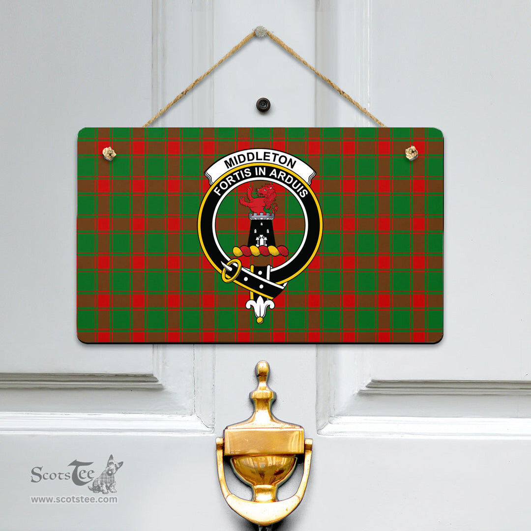 Scottish Middleton Modern Clan Tartan Door Sign - Crest Classic Scottish Plaid Tartan Plaid