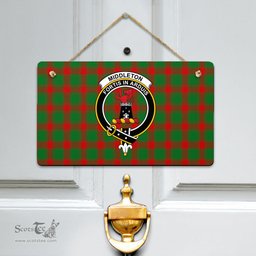 Scottish Middleton Modern Clan Tartan Door Sign - Crest Classic Scottish Plaid Tartan Plaid