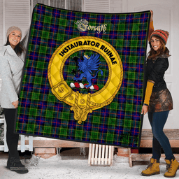 Scottish Forsyth Modern Clan Tartan Quilt - Crest Gold Style Scottish Plaid Tartan Plaid