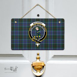 Scottish MacInnes Modern Clan Tartan Door Sign - Crest Classic Scottish Plaid Tartan Plaid