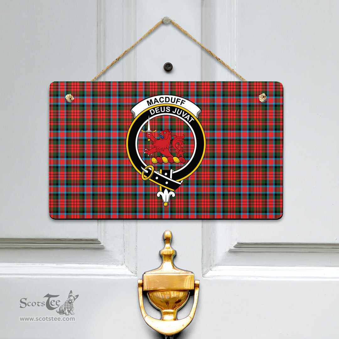 Scottish MacDuff Modern Clan Tartan Door Sign - Crest Classic Scottish Plaid Tartan Plaid