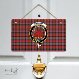 Scottish MacDuff Modern Clan Tartan Door Sign - Crest Classic Scottish Plaid Tartan Plaid