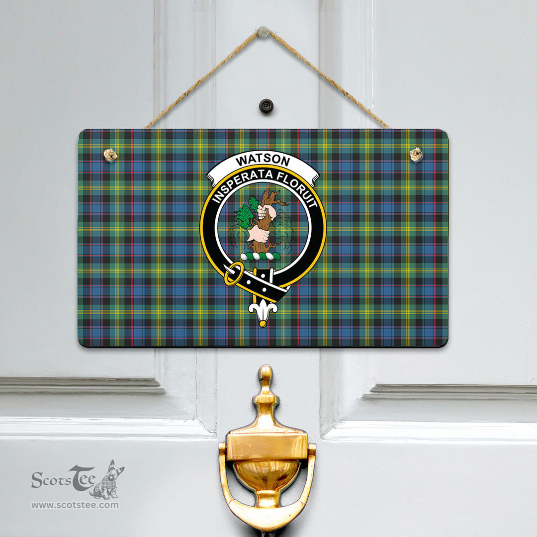 Scottish Watson Ancient Clan Tartan Door Sign - Crest Classic Scottish Plaid Tartan Plaid