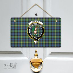 Scottish Watson Ancient Clan Tartan Door Sign - Crest Classic Scottish Plaid Tartan Plaid