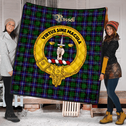 Scottish Russell Modern Clan Tartan Quilt - Crest Gold Style Scottish Plaid Tartan Plaid