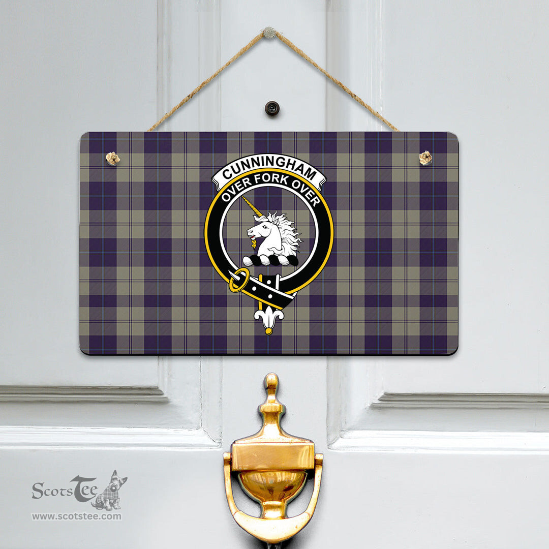 Scottish Cunningham Dress Blue Dancers Clan Tartan Door Sign - Crest Classic Scottish Plaid Tartan Plaid