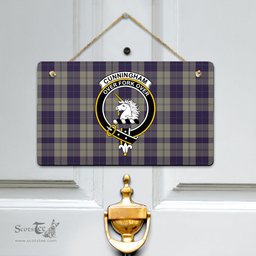 Scottish Cunningham Dress Blue Dancers Clan Tartan Door Sign - Crest Classic Scottish Plaid Tartan Plaid