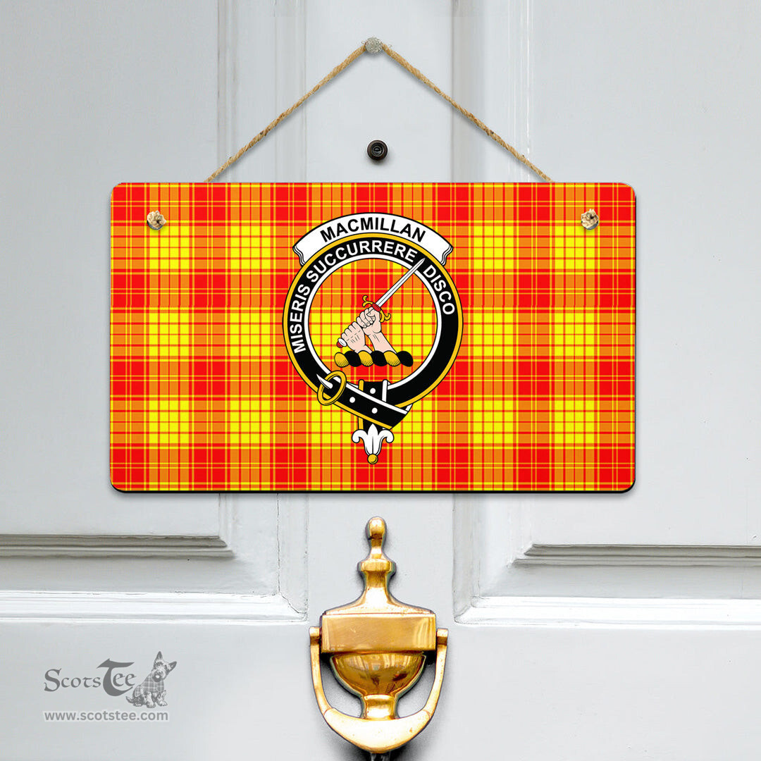 Scottish MacMillan Clan Clan Tartan Door Sign - Crest Classic Scottish Plaid Tartan Plaid