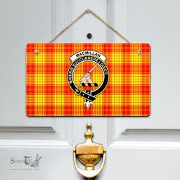 Scottish MacMillan Clan Clan Tartan Door Sign - Crest Classic Scottish Plaid Tartan Plaid