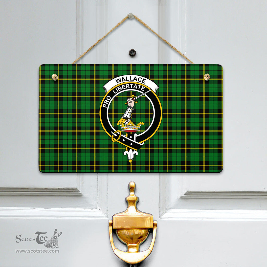 Scottish Wallace Hunting Green Clan Tartan Door Sign - Crest Classic Scottish Plaid Tartan Plaid