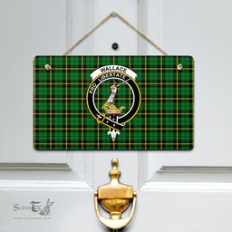 Scottish Wallace Hunting Green Clan Tartan Door Sign - Crest Classic Scottish Plaid Tartan Plaid