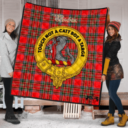 Scottish Macbain Clan Tartan Quilt - Crest Gold Style Scottish Plaid Tartan Plaid