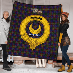 Scottish Durie Clan Tartan Quilt - Crest Gold Style Scottish Plaid Tartan Plaid