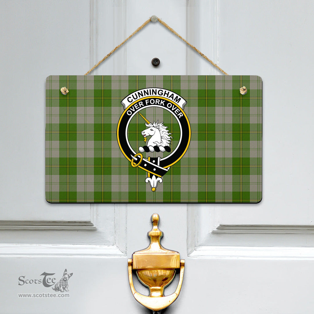 Scottish Cunningham Dress Green Dancers Clan Tartan Door Sign - Crest Classic Scottish Plaid Tartan Plaid