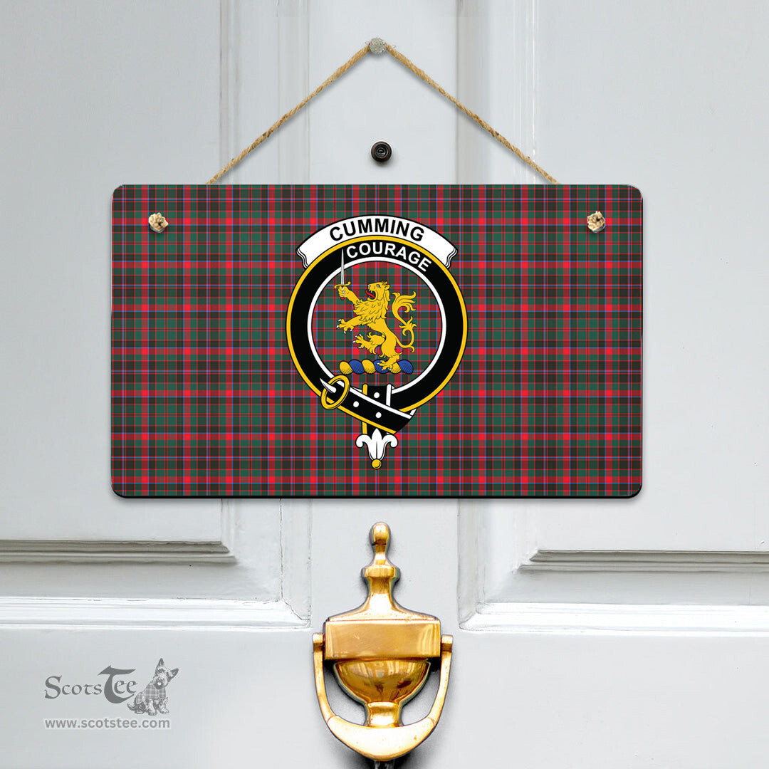 Scottish Cumming Hunting Modern Clan Tartan Door Sign - Crest Classic Scottish Plaid Tartan Plaid