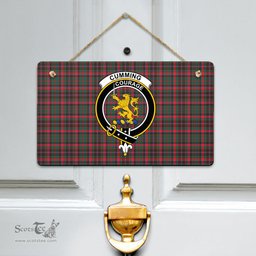 Scottish Cumming Hunting Modern Clan Tartan Door Sign - Crest Classic Scottish Plaid Tartan Plaid