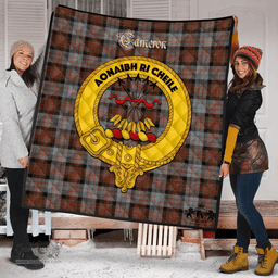 Scottish Cameron of Erracht Weathered Clan Tartan Quilt - Crest Gold Style Scottish Plaid Tartan Plaid