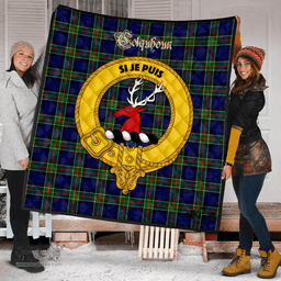 Scottish Colquhoun Modern Clan Tartan Quilt - Crest Gold Style Scottish Plaid Tartan Plaid