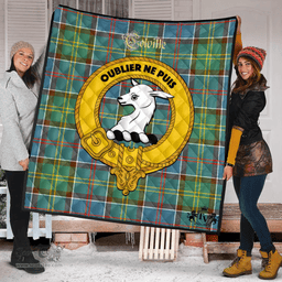 Scottish Colville Clan Tartan Quilt - Crest Gold Style Scottish Plaid Tartan Plaid