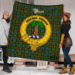 Scottish Bisset Clan Tartan Quilt - Crest Gold Style Scottish Plaid Tartan Plaid