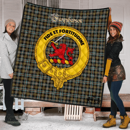 Scottish Farquharson Weathered Clan Tartan Quilt - Crest Gold Style Scottish Plaid Tartan Plaid