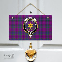 Scottish Wardlaw Modern Clan Tartan Door Sign - Crest Classic Scottish Plaid Tartan Plaid