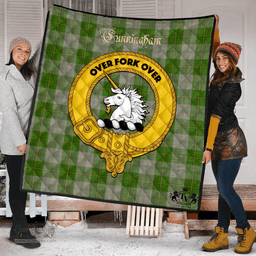 Scottish Cunningham Dress Green Dancers Clan Tartan Quilt - Crest Gold Style Scottish Plaid Tartan Plaid