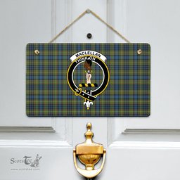Scottish MacLellan Ancient Clan Tartan Door Sign - Crest Classic Scottish Plaid Tartan Plaid