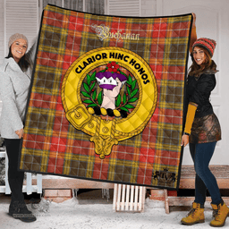 Scottish Buchanan Old Set Weathered Clan Tartan Quilt - Crest Gold Style Scottish Plaid Tartan Plaid