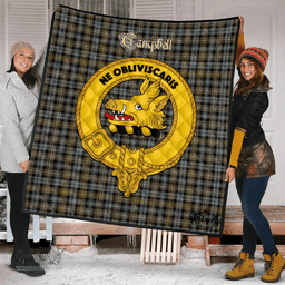 Scottish Campbell Argyll Weathered Clan Tartan Quilt - Crest Gold Style Scottish Plaid Tartan Plaid
