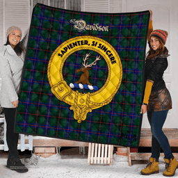 Scottish Davidson Modern Clan Tartan Quilt - Crest Gold Style Scottish Plaid Tartan Plaid