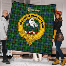 Scottish Cranstoun Clan Tartan Quilt - Crest Gold Style Scottish Plaid Tartan Plaid