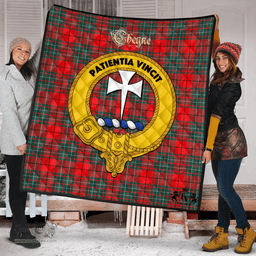 Scottish Cheyne Clan Tartan Quilt - Crest Gold Style Scottish Plaid Tartan Plaid