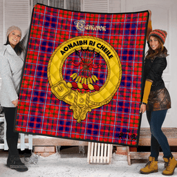 Scottish Cameron of Lochiel Modern Clan Tartan Quilt - Crest Gold Style Scottish Plaid Tartan Plaid