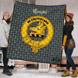 Scottish Campbell Faded Clan Tartan Quilt - Crest Gold Style Scottish Plaid Tartan Plaid