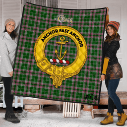 Scottish Gray Hunting Clan Tartan Quilt - Crest Gold Style Scottish Plaid Tartan Plaid