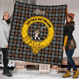 Scottish Gunn Weathered Clan Tartan Quilt - Crest Gold Style Scottish Plaid Tartan Plaid